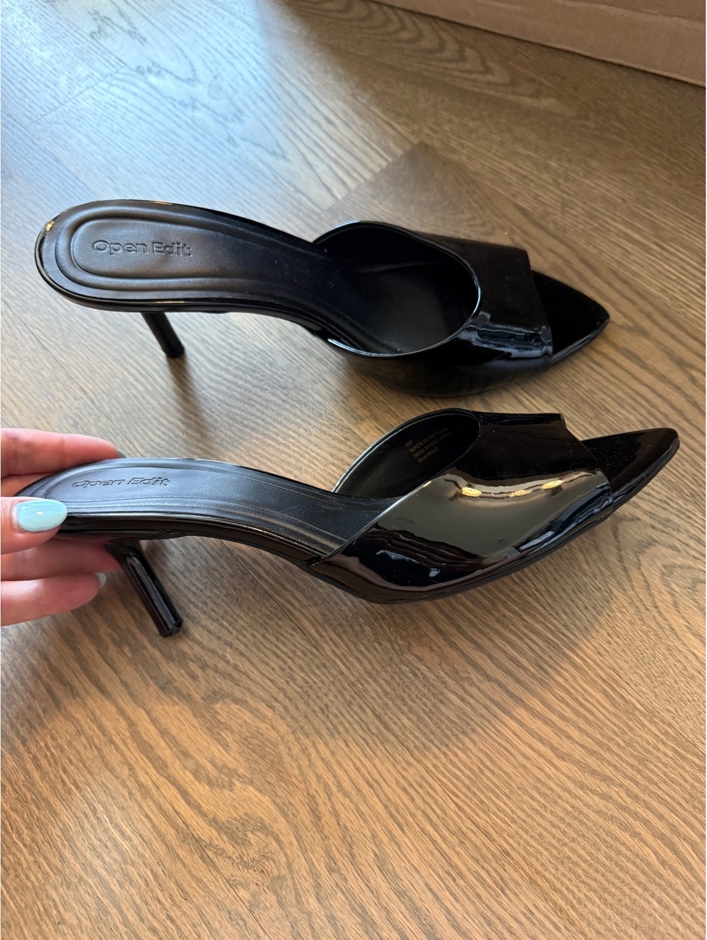 Open Edit Black Patent Leather Women's Heels - Picture 3 of 9
